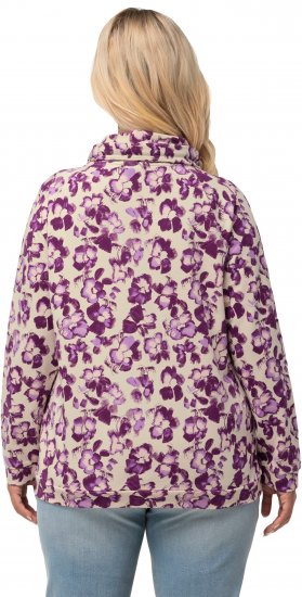 Ulla Popken Floral Print Drawstring Collar Hoodie Vanilla - Sweatshirts & hoodies - 