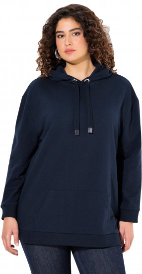 Ulla Popken Back Print Kangaroo Pocket Hoodie Navy - Sweatshirts & hoodies - 
