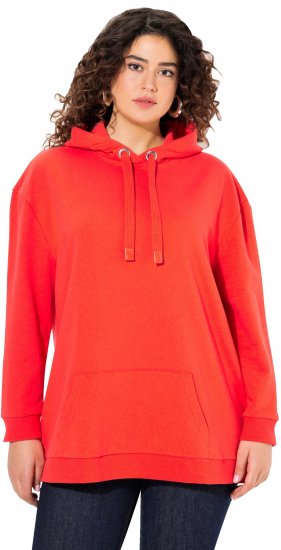 Ulla Popken Back Print Kangaroo Pocket Hoodie Hibiscus Red - Sweatshirts & hoodies - 