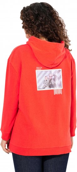 Ulla Popken Back Print Kangaroo Pocket Hoodie Hibiscus Red - Sweatshirts & hoodies - 