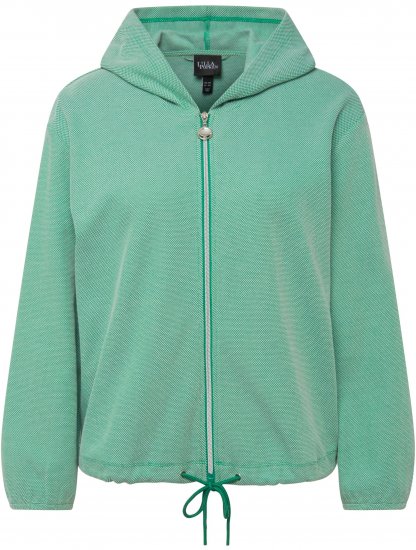 Ulla Popken Drawstring Hem Two-Tone Knit Hoodie Emerald Green - Sweatshirts & hoodies - 