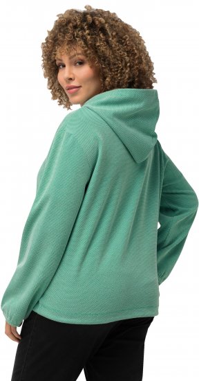 Ulla Popken Drawstring Hem Two-Tone Knit Hoodie Emerald Green - Sweatshirts & hoodies - 