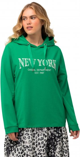 Ulla Popken City Name Graphic Hoodie Emerald Green - Sweatshirts & hoodies - 