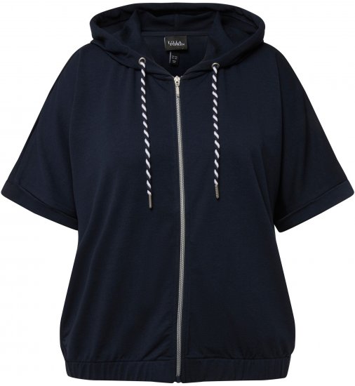 Ulla Popken Short Sleeve Zip-Up Hoodie Navy - Sweatshirts & hoodies - 