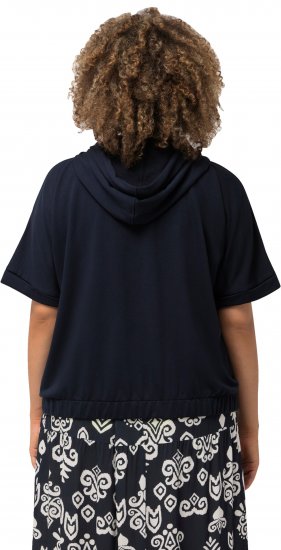 Ulla Popken Short Sleeve Zip-Up Hoodie Navy - Sweatshirts & hoodies - 
