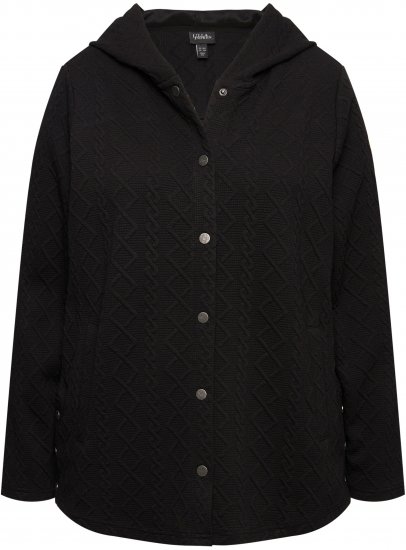 Ulla Popken Cable Knit Long Sleeve Hoodie Black - Sweatshirts & hoodies - 