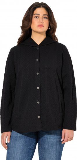 Ulla Popken Cable Knit Long Sleeve Hoodie Black - Sweatshirts & hoodies - 