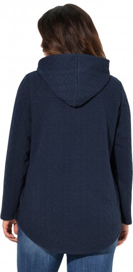 Ulla Popken Cable Knit Long Sleeve Hoodie Navy - Sweatshirts & hoodies - 