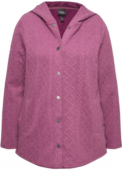 Ulla Popken Cable Knit Long Sleeve Hoodie Berry - Sweatshirts & hoodies - 