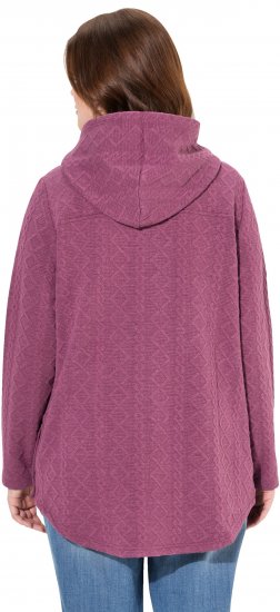 Ulla Popken Cable Knit Long Sleeve Hoodie Berry - Sweatshirts & hoodies - 