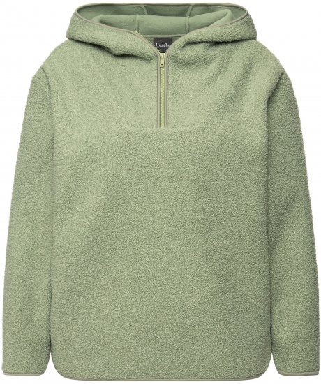 Ulla Popken Teddy Plush Long Sleeve Hoodie Sage Green - Sweatshirts & hoodies - 