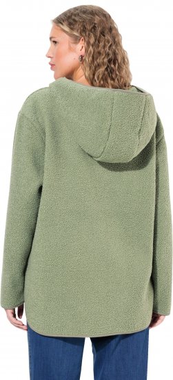 Ulla Popken Teddy Plush Long Sleeve Hoodie Sage Green - Sweatshirts & hoodies - 