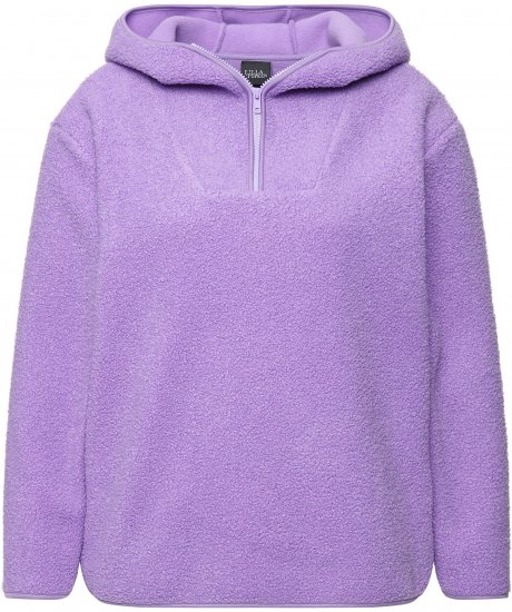 Ulla Popken Teddy Plush Long Sleeve Hoodie Pale Lilac - Sweatshirts & hoodies - 