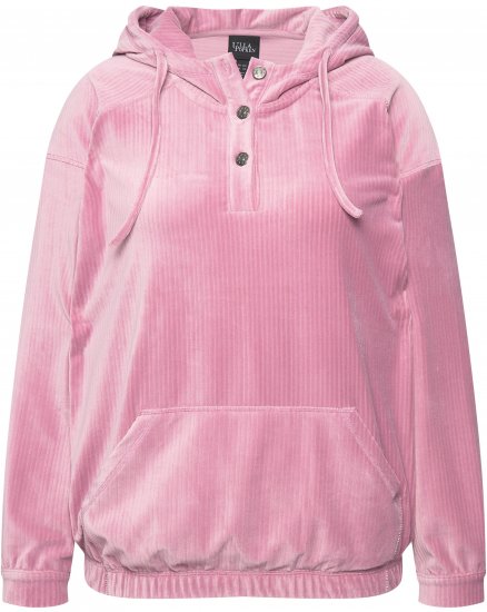 Ulla Popken Corduroy Hoodie Raspberry - Sweatshirts & hoodies - 