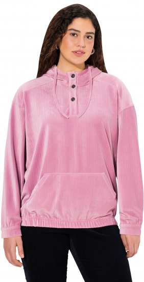 Ulla Popken Corduroy Hoodie Raspberry - Sweatshirts & hoodies - 