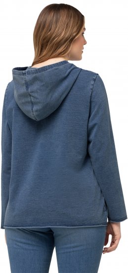 Ulla Popken Raw Hem Long Sleeve Hoodie Night Blue - Sweatshirts & hoodies - 