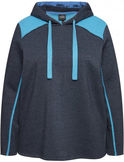 Ulla Popken Waffle Pique Contrast Color Hoodie Navy - Sweatshirts & hoodies - 