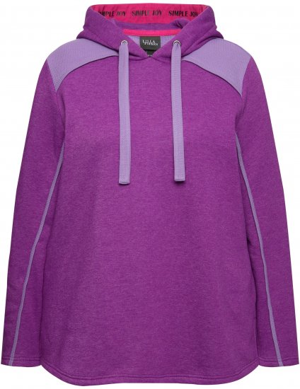 Ulla Popken Waffle Pique Contrast Color Hoodie Dark Purple - Sweatshirts & hoodies - 