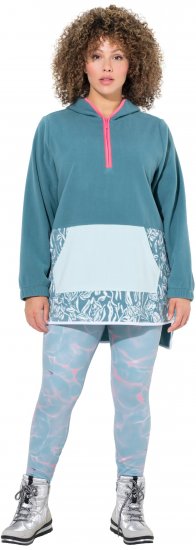 Ulla Popken Floral Detail Fleece Hoodie Ice Green - Sweatshirts & hoodies - 