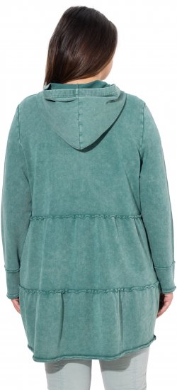 Ulla Popken Tiered Flounce Panel Zip Up Hoodie Green - Sweatshirts & hoodies - 