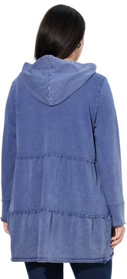 Ulla Popken Tiered Flounce Panel Zip Up Hoodie Atlantic Blue - Sweatshirts & hoodies - 