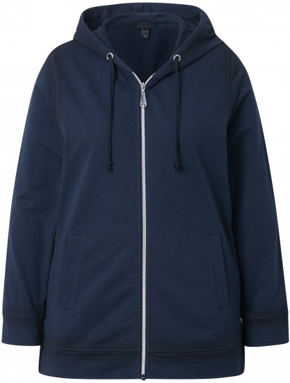 Ulla Popken Decorative Seam Zip-Up Hoodie Navy - Sweatshirts & hoodies - 