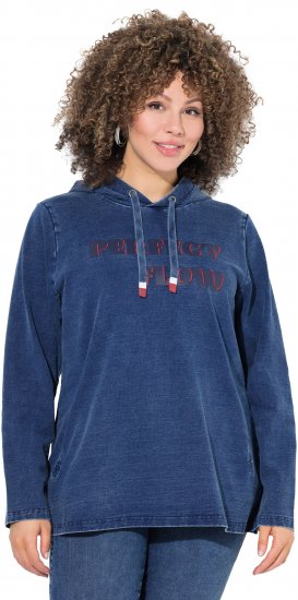Ulla Popken Perfect Flow Embroidered Hoodie Indigo Denim - Sweatshirts & hoodies - 