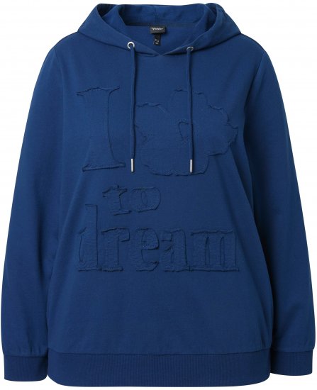Ulla Popken Applique Lettering Hooded Sweatshirt Dark Blue - Sweatshirts & hoodies - 