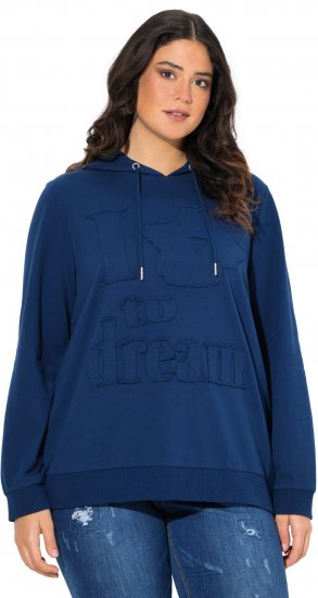Ulla Popken Applique Lettering Hooded Sweatshirt Dark Blue - Sweatshirts & hoodies - 