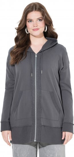 Ulla Popken Decorative Seam Zip-Up Hoodie Graphite Grey - Sweatshirts & hoodies - 