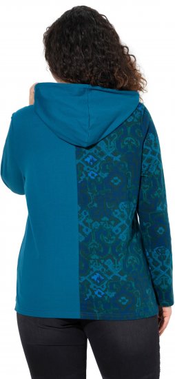 Ulla Popken Split Print LOVE Hoodie Teal - Sweatshirts & hoodies - 
