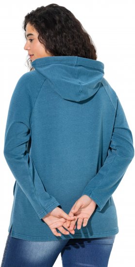 Ulla Popken Rhinestone Drawstring Moon Wash Hoodie Teal - Sweatshirts & hoodies - 