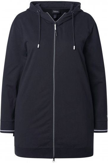 Ulla Popken Contrast Piping Zip-Up Hoodie Black - Sweatshirts & hoodies - 