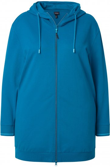 Ulla Popken Contrast Piping Zip-Up Hoodie Smoke Blue - Sweatshirts & hoodies - 