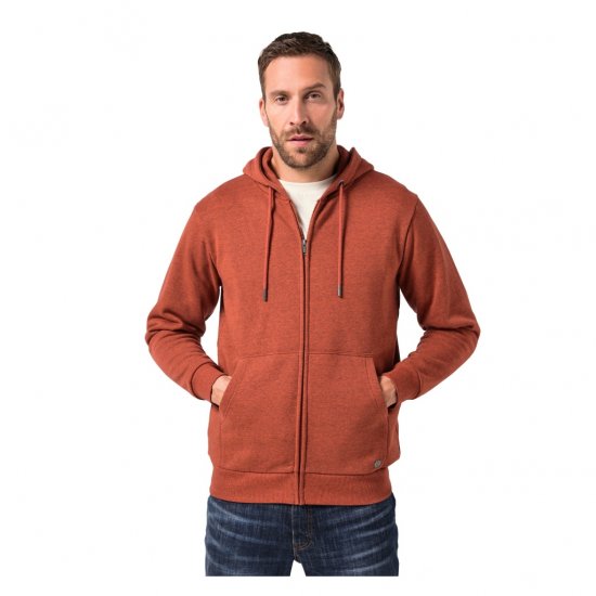 JP1880 Hoodie With Zipper Brick Brown - Sweatshirts & hoodies - Sweatshirts/Hoodies grande taille homme
