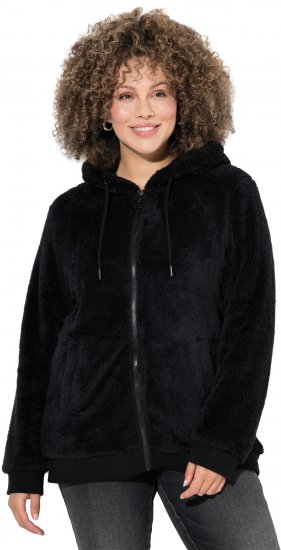 Ulla Popken Teddy Fleece Zip-Up Hoodie Black - Sweatshirts & hoodies - 