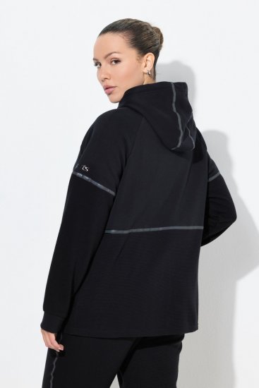 Ulla Popken Mix Fabric Reflective Trim Zip Hoodie Black - Sweatshirts & hoodies - Sweats, Hoodies & Maille Douillets