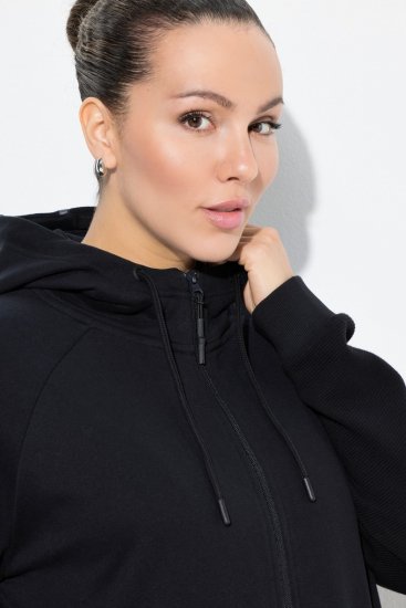 Ulla Popken Mix Fabric Reflective Trim Zip Hoodie Black - Sweatshirts & hoodies - Sweats, Hoodies & Maille Douillets