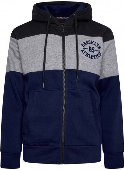 Kam Jeans 7083 Zip Thru Cut & Saw Brooklyn Hoodie Jet Black - Sweatshirts & hoodies - Sweatshirts/Hoodies grande taille homme