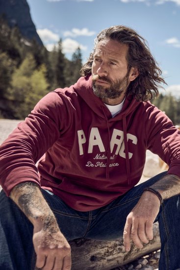 JP1880 Hoodie with Embroidery Aubergine - Sweatshirts & hoodies - Sweatshirts/Hoodies grande taille homme