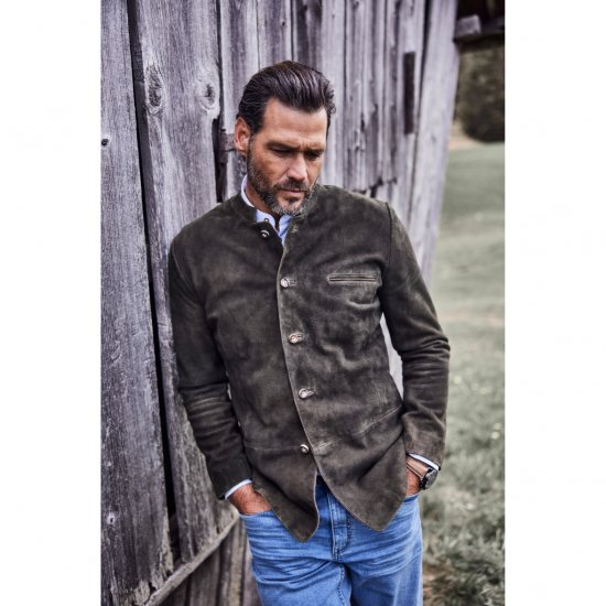 JP1880 Jacket Goat Suede Traditional Mahogany Brown - Trachten & Oktoberfest - Tenues Oktoberfest en grandes tailles (Trachten)