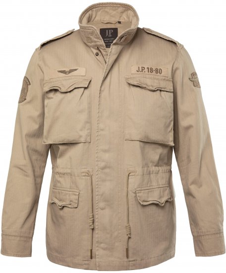JP1880 Field Jacket with Badges Vintage Look Dark Beige - Vestes - Vestes Homme Grandes Tailles
