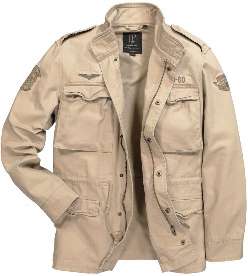 JP1880 Field Jacket with Badges Vintage Look Dark Beige - Vestes - Vestes Homme Grandes Tailles