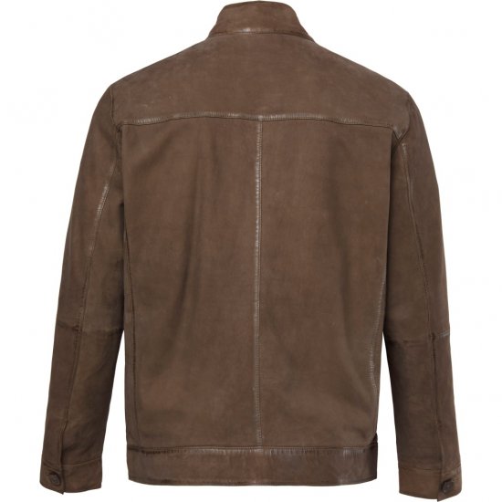 JP1880 Leather Jacket Lambskin Suede Brown - Vestes - Vestes Homme Grandes Tailles
