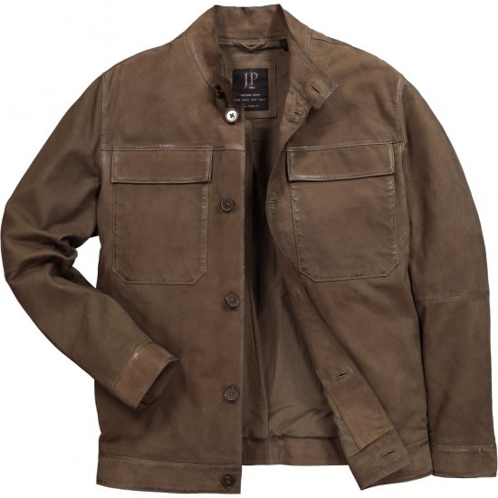 JP1880 Leather Jacket Lambskin Suede Brown - Vestes - Vestes Homme Grandes Tailles