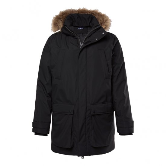 Men Plus Parka With Fur Hood Black - Vestes - Vestes Homme Grandes Tailles