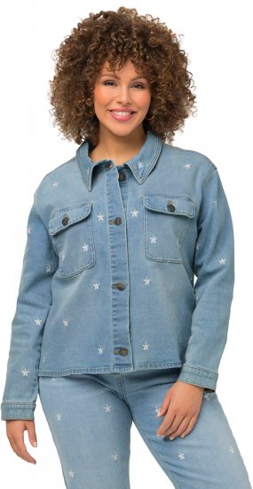 Ulla Popken Embroidered Denim Jacket Light Blue - Vestes - 