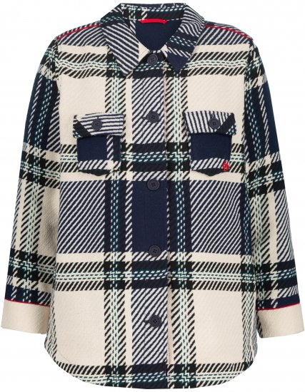 Ulla Popken Plaid Contrast Detail Button Front Jacket - Ulla Popken - 