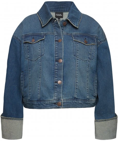 Ulla Popken Wide Cuff Denim Jacket Blue Denim - Vestes - 