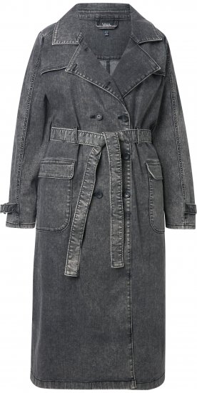 Ulla Popken Denim Acid Wash Trench Coat Grey Denim - Vestes - 